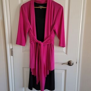 R & M Richard's Pink Black shift dress with tie wrap jacket Size 12P
